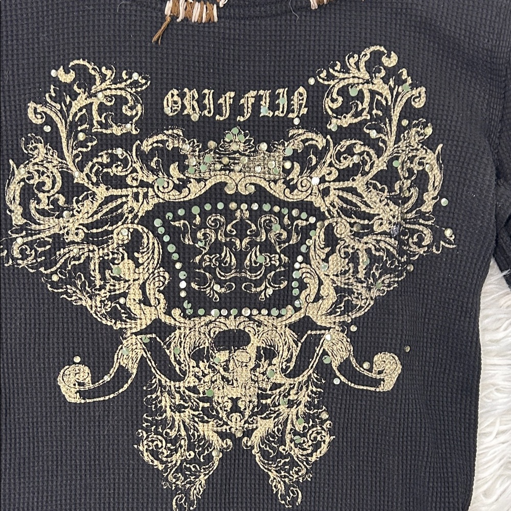 GRIFFIN Black Long Sleeve Shirt with Gold Design - Picture 2 of 6